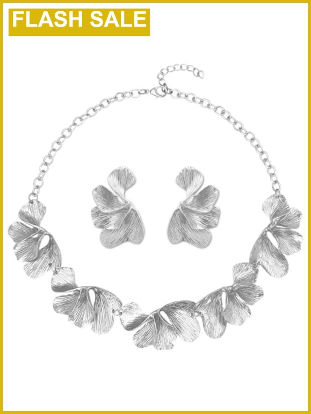 Chunky Gold Necklace Earrings Set Floral Vintage Statement Choker Party Wedding